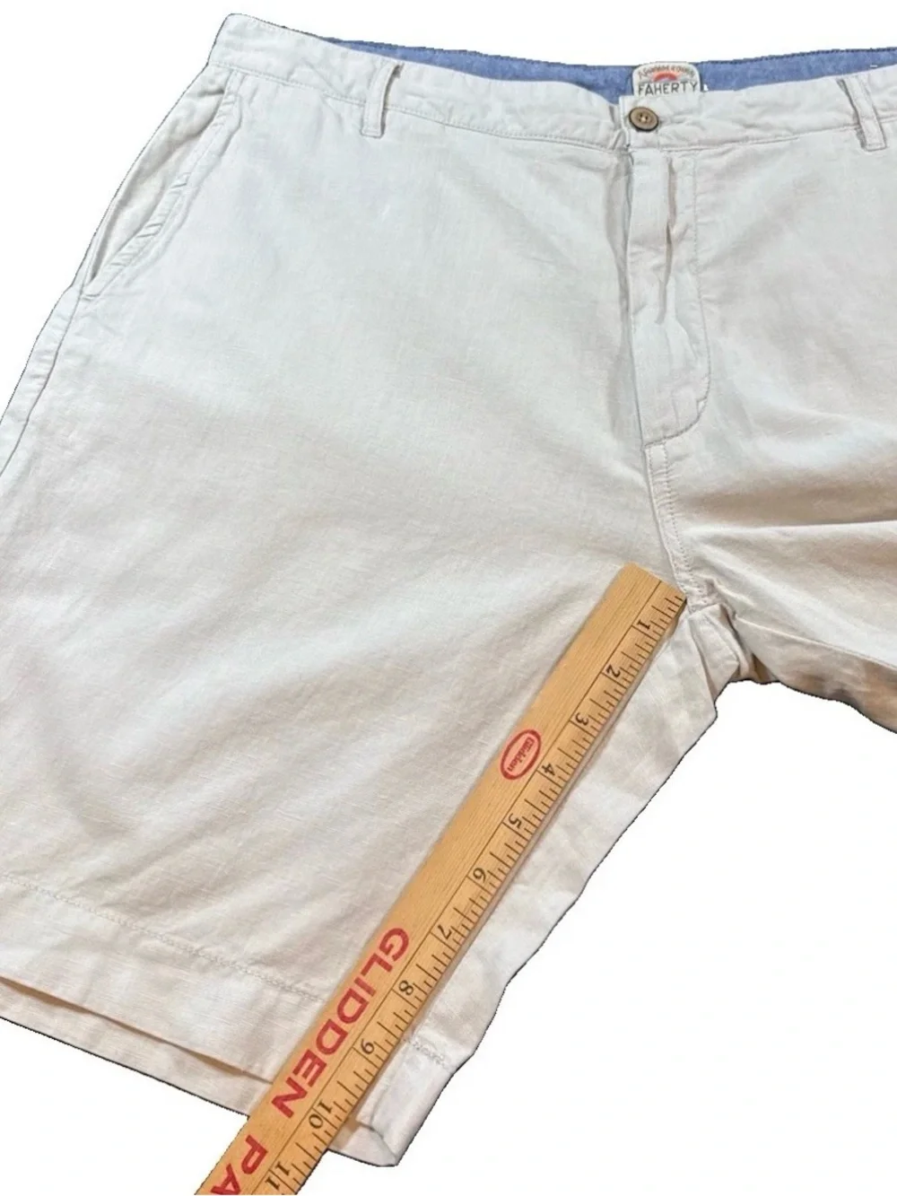 Faherty Brand Men’s Linen Shorts Size 36 Beige Tan Flat Front Coastal Casual